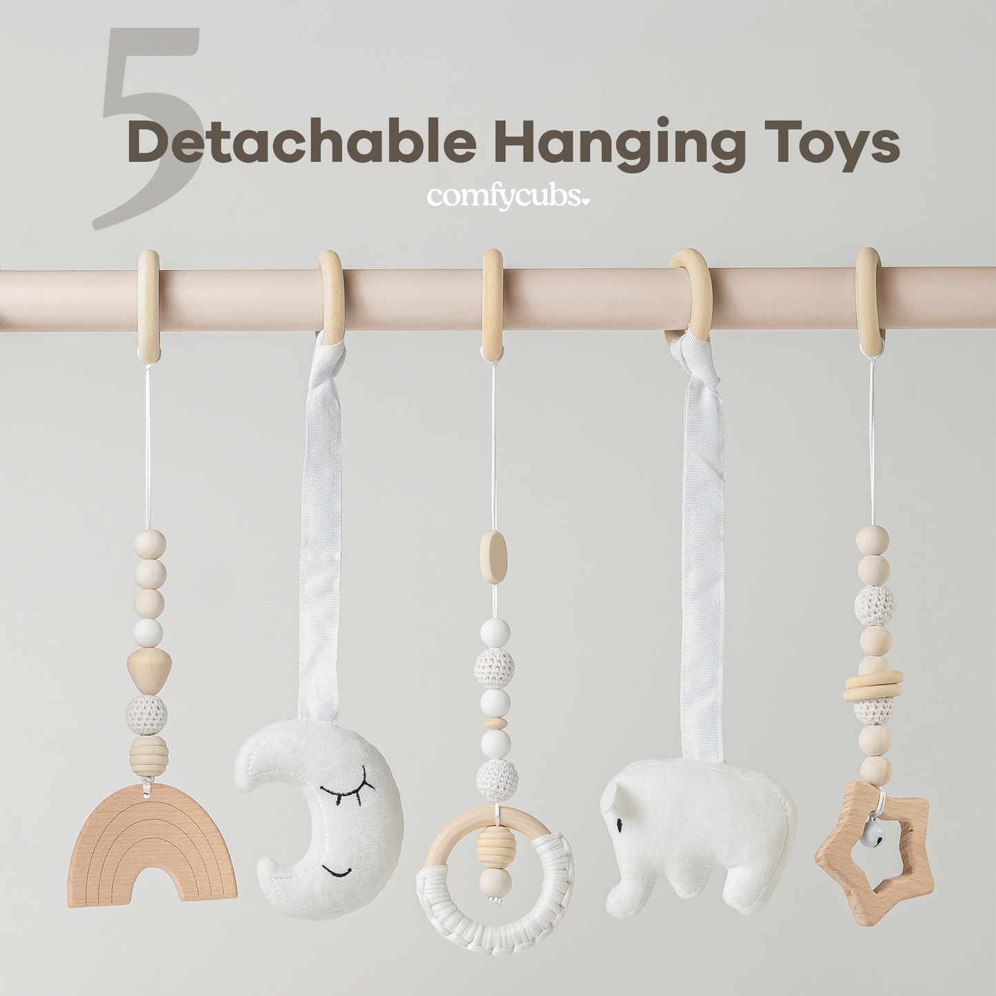 Foldable Baby Play Gym with 5 Hanging Toys by Comfy Cubs