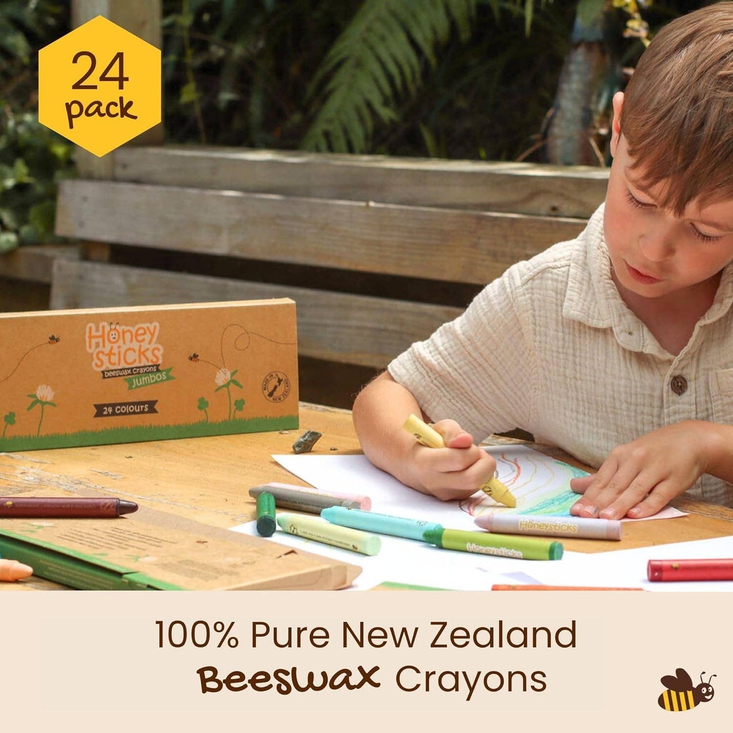 Honeysticks Jumbo Crayons (24 Pk) - 100% Pure Beeswax Crayon