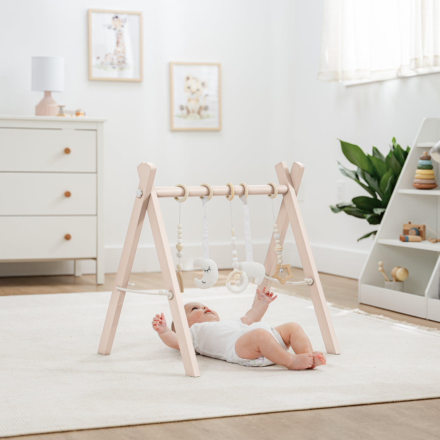 Foldable Baby Play Gym with 5 Hanging Toys by Comfy Cubs