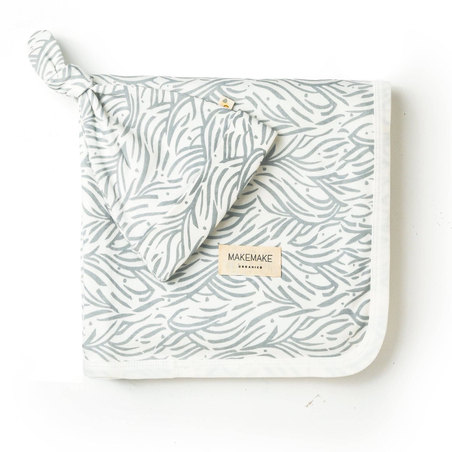 Organic Swaddle Blanket & Hat Set - Waves