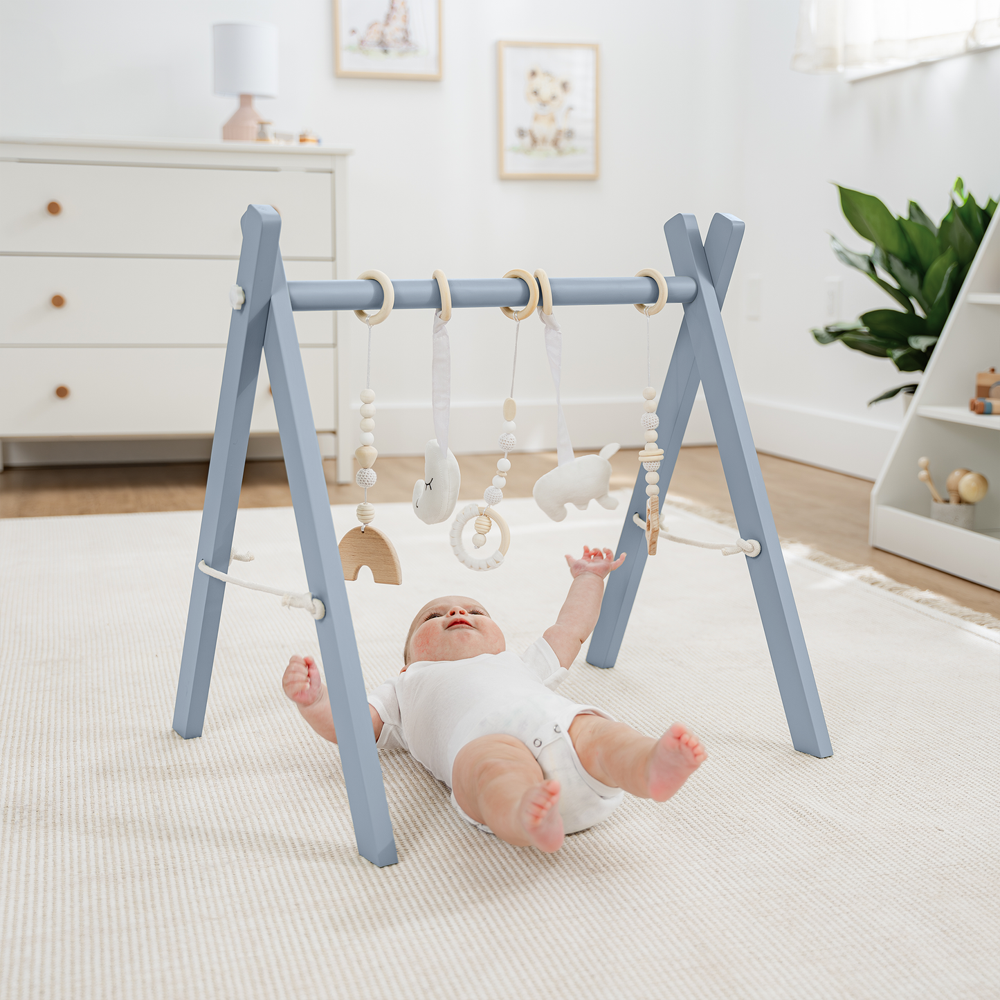 Foldable Baby Play Gym with 5 Hanging Toys by Comfy Cubs