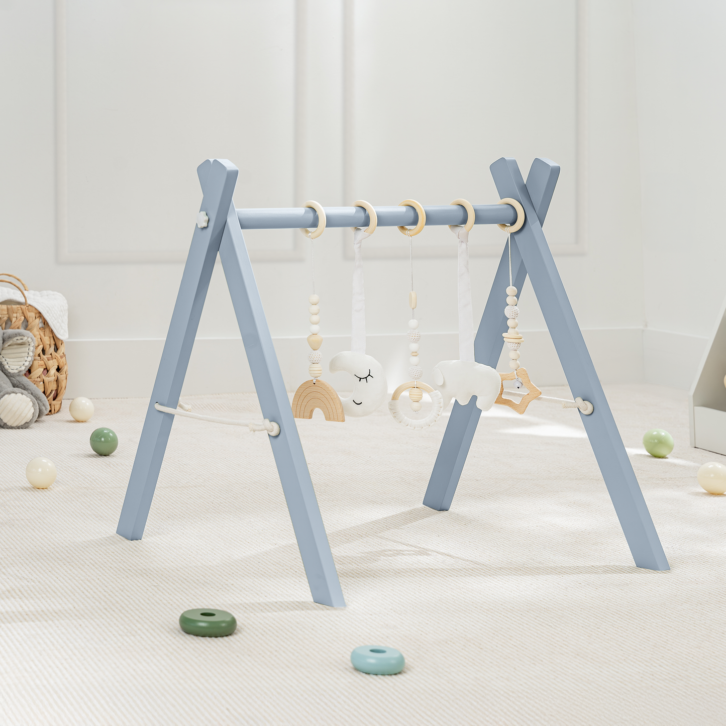 Foldable Baby Play Gym with 5 Hanging Toys by Comfy Cubs
