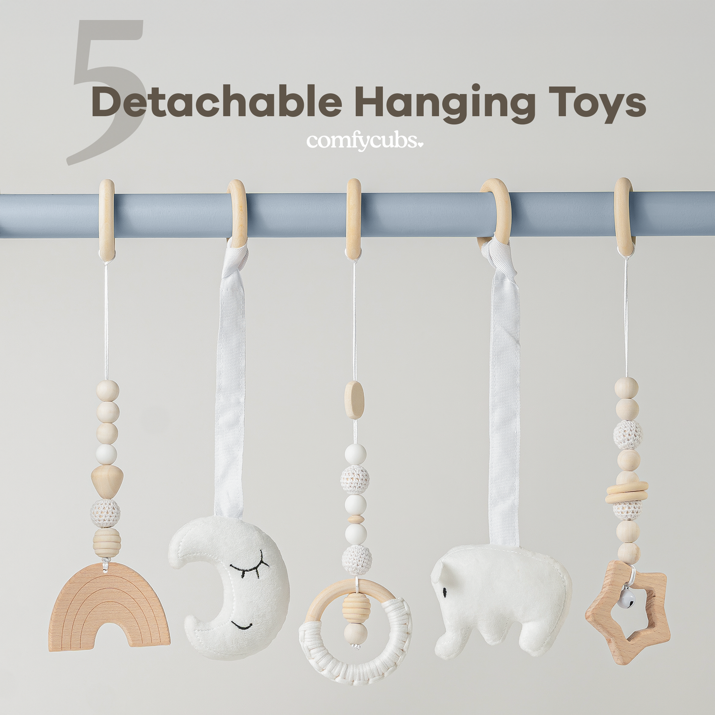 Foldable Baby Play Gym with 5 Hanging Toys by Comfy Cubs