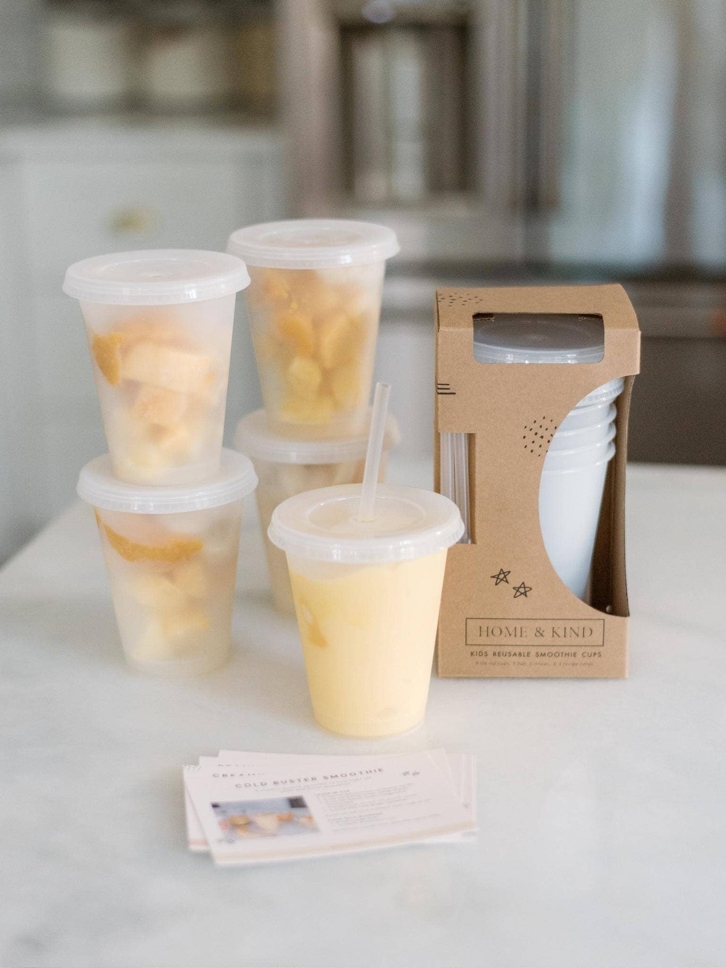Kids Reusable Smoothie Cups with Straw (Set of 5)