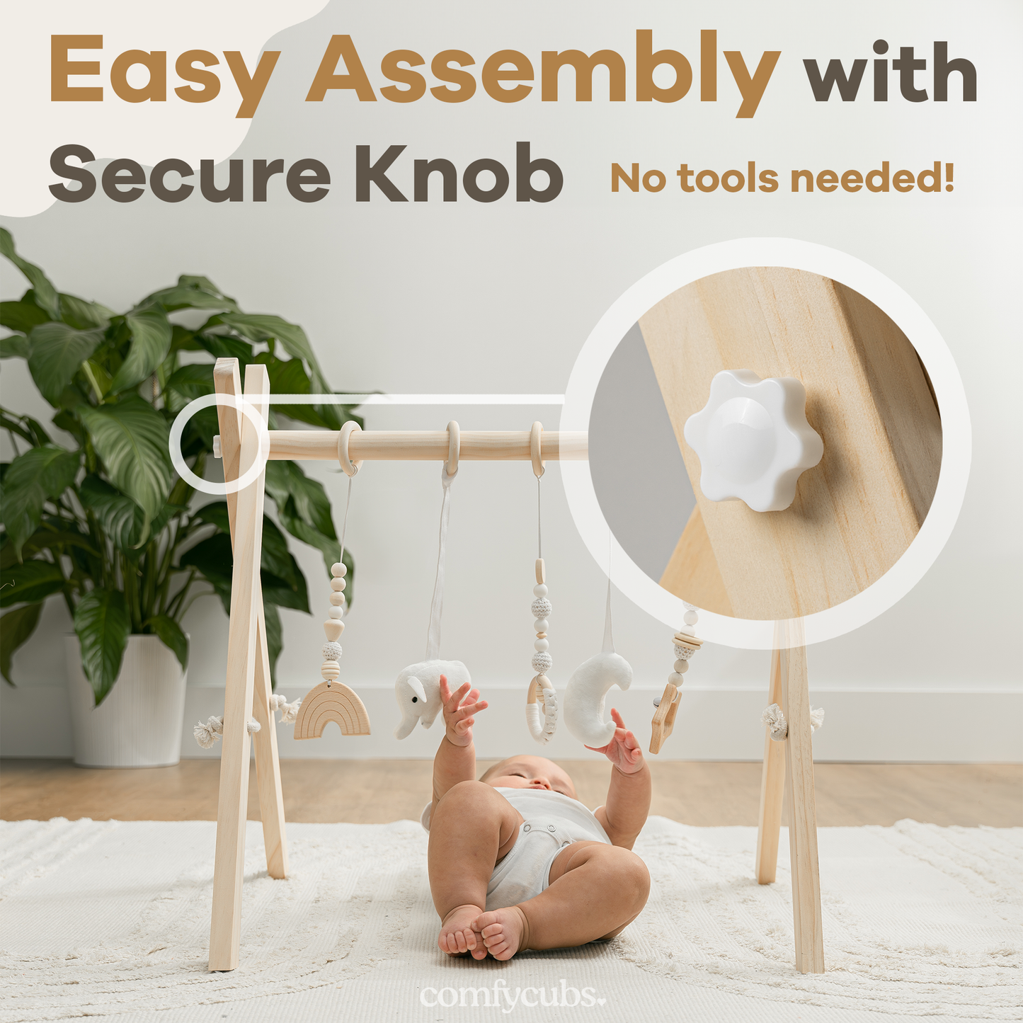 Foldable Baby Play Gym with 5 Hanging Toys by Comfy Cubs
