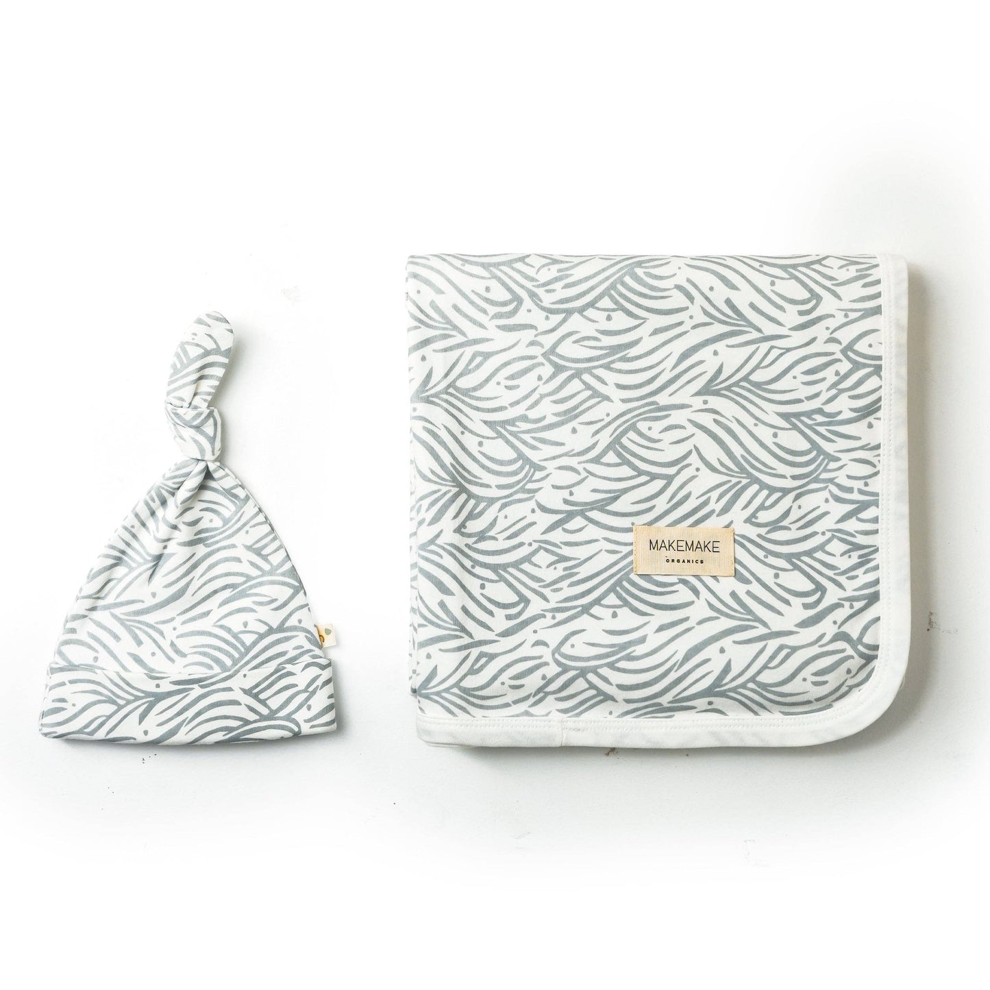 Organic Swaddle Blanket & Hat Set - Waves