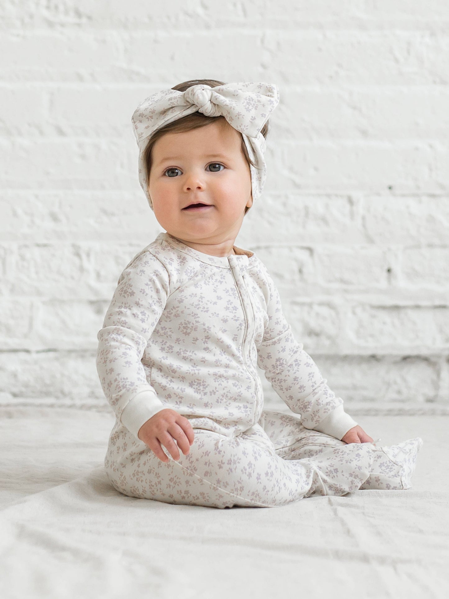 Organic Baby Peyton Footed Sleeper - Maria Floral / Lilla