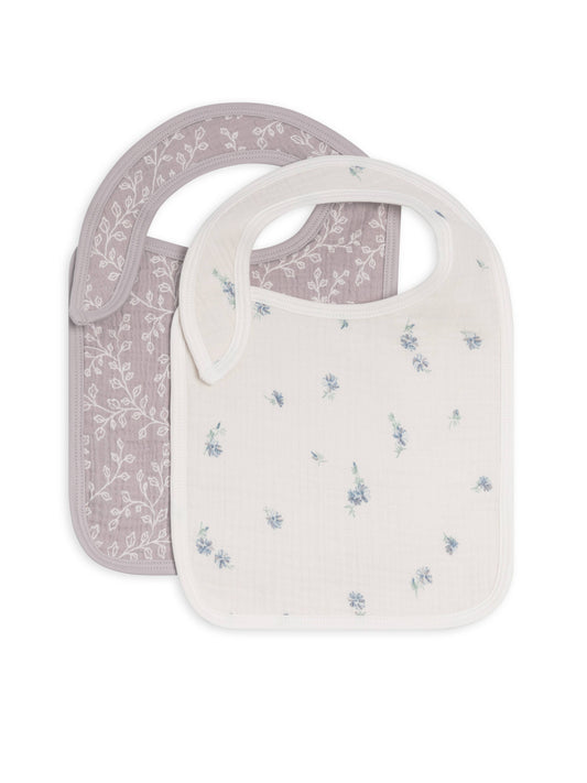 Organic 2-Pack Muslin Bibs - Lucia + Elena Floral