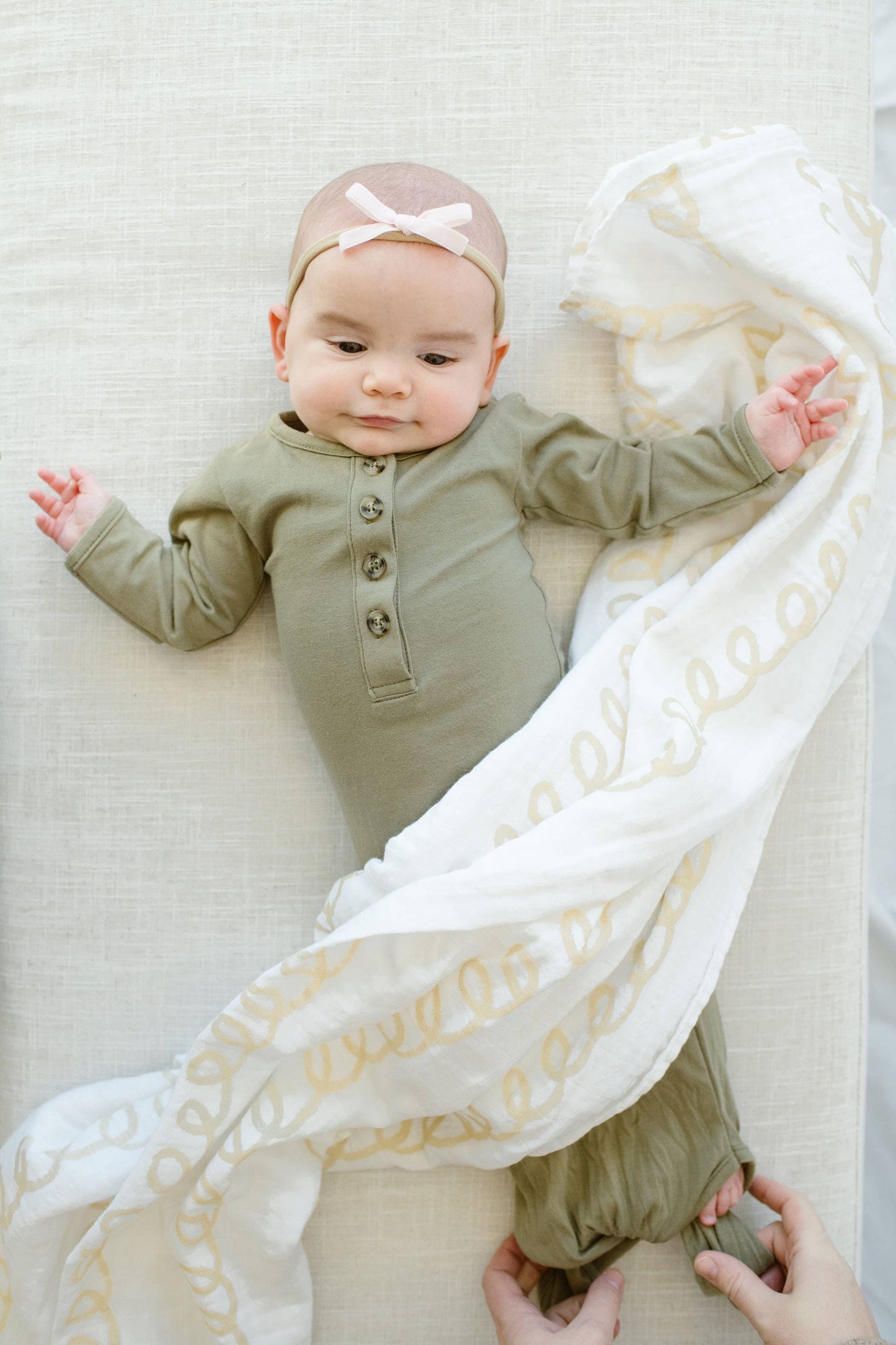 Baby Organic Knotted Gown + Top Knot Hat | Sage Green