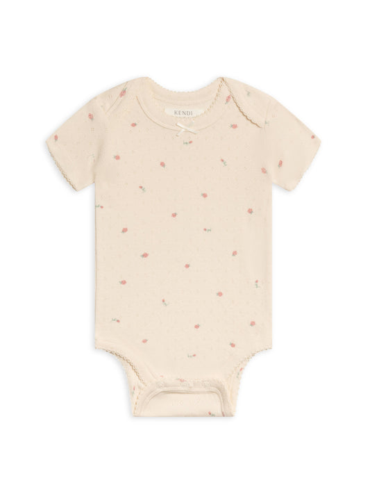 Organic Josie Pointelle Short Sleeve Bodysuit - Pia Floral