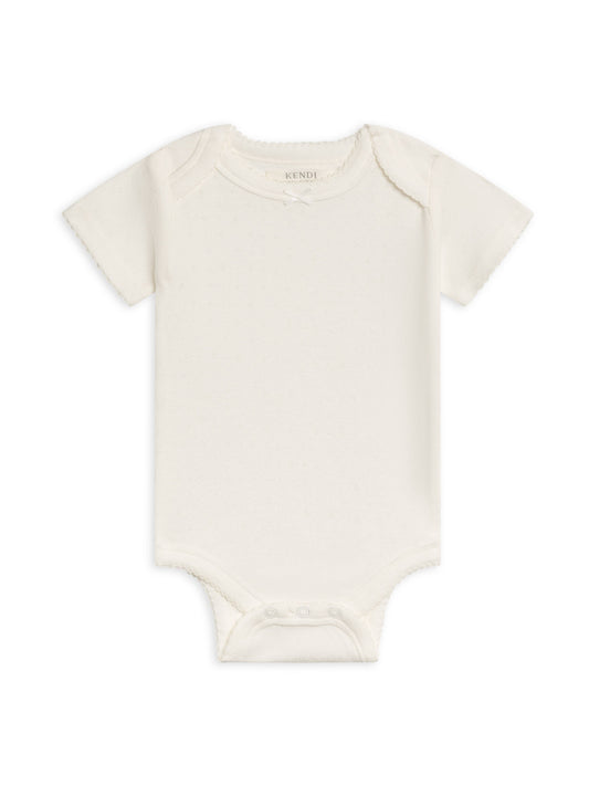 Organic Josie Pointelle Short Sleeve Bodysuit - Coconut