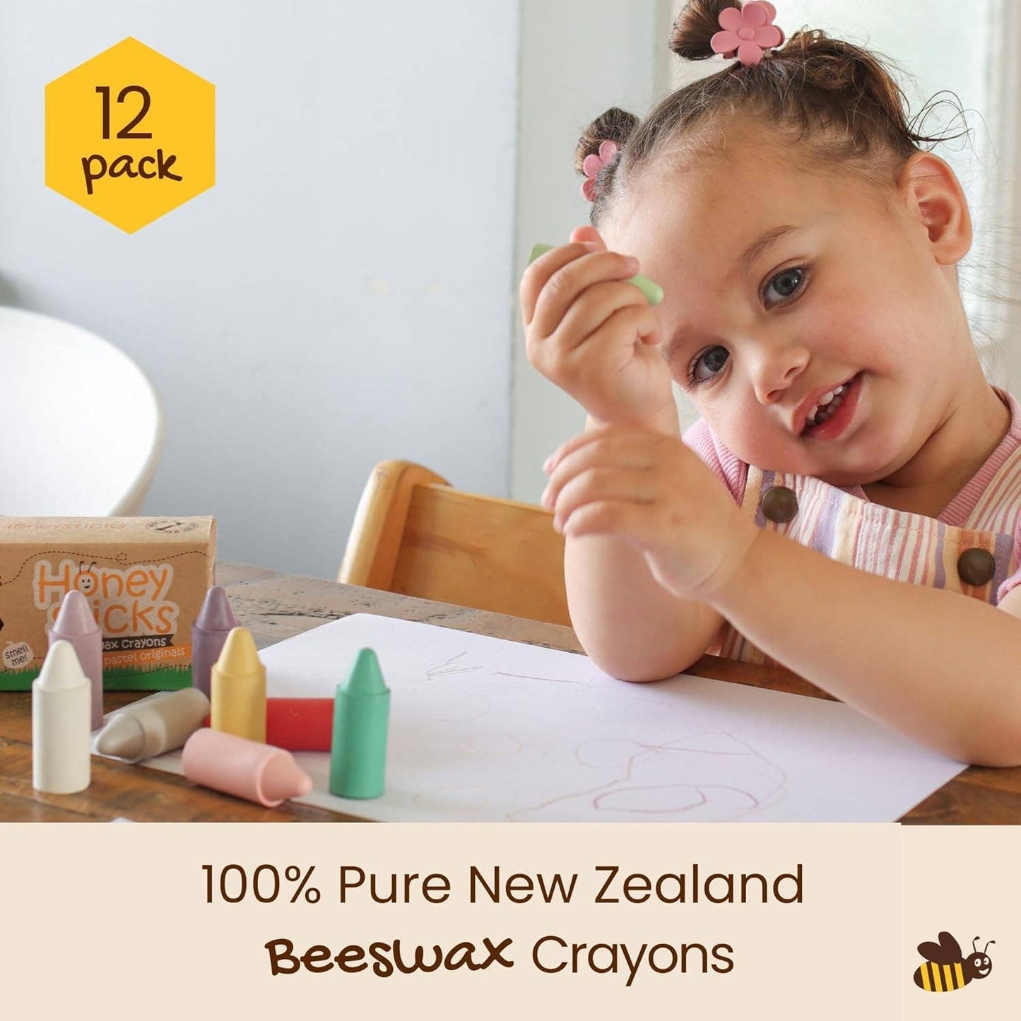 Honeysticks Beeswax Crayons (12 Pack) - Pastel Colored