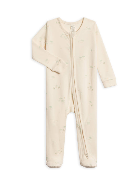 Organic Baby Peyton Footed Sleeper - Umbrella / Oat