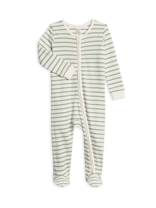 Organic Baby Peyton Footed Sleeper - Vitto Stripe / Jade
