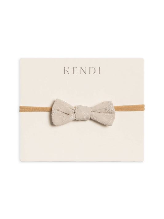 Baby Eyelet Dainty Bow - Oat