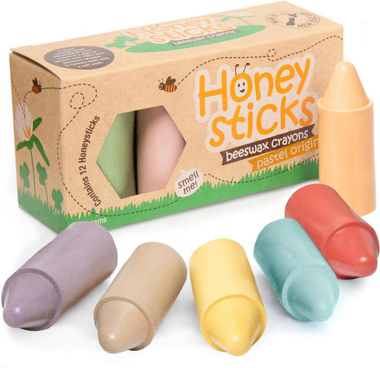Honeysticks Beeswax Crayons (12 Pack) - Pastel Colored