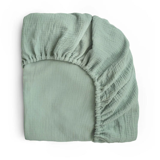 Muslin Crib Sheet Roman Green