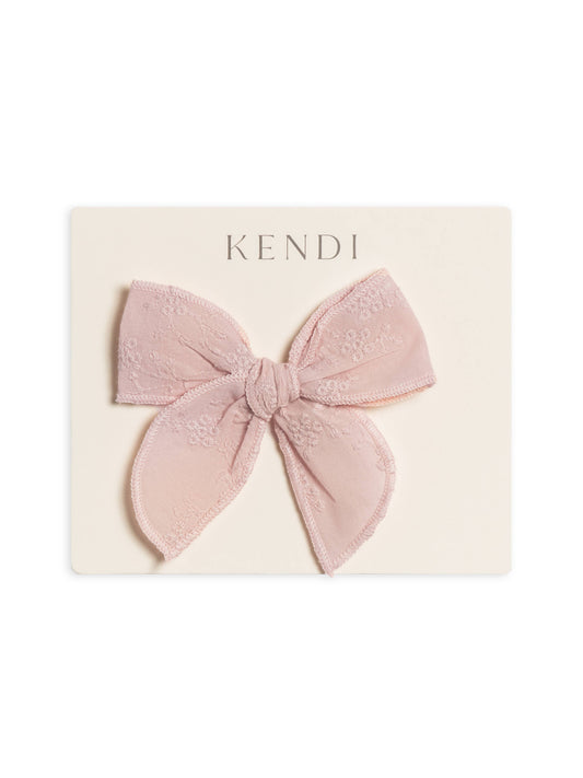 Baby & Kids Eyelet Bow Clip - Rosa