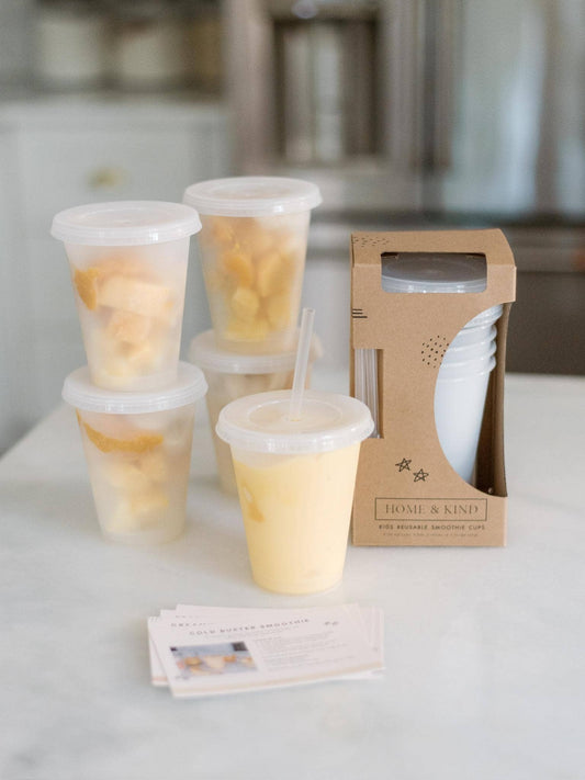Kids Reusable Smoothie Cups with Straw (Set of 5)