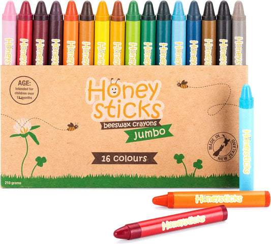 Honeysticks Jumbo Crayons (16 Pk) - 100% Pure Beeswax Crayon