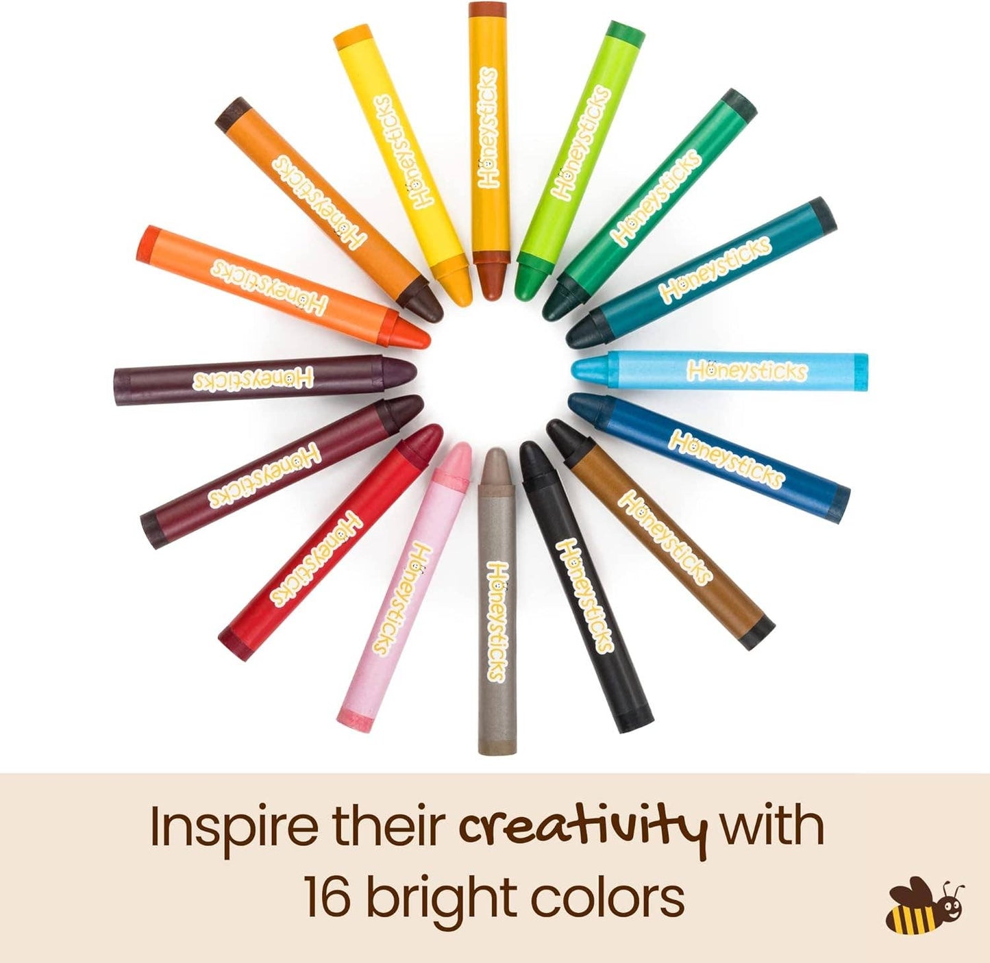 Honeysticks Jumbo Crayons (16 Pk) - 100% Pure Beeswax Crayon