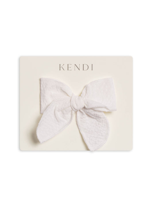 Organic Baby & Kids Seersucker Bow Clip - Coconut